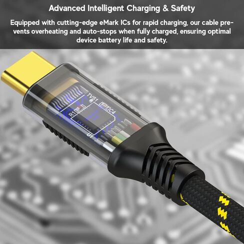 لينك اب - كابل USB 4.0 240 واط للشحن السريع 40Gbps لنقل البيانات نوع C - متوافق مع ثاندربولت 3/4، فيديو 8K@60Hz غلاف متين - لجميع اجهزة USB-C والموزع ووحدة معالجة الرسومات الإلكترونية والكمبيوتر in Kuwait