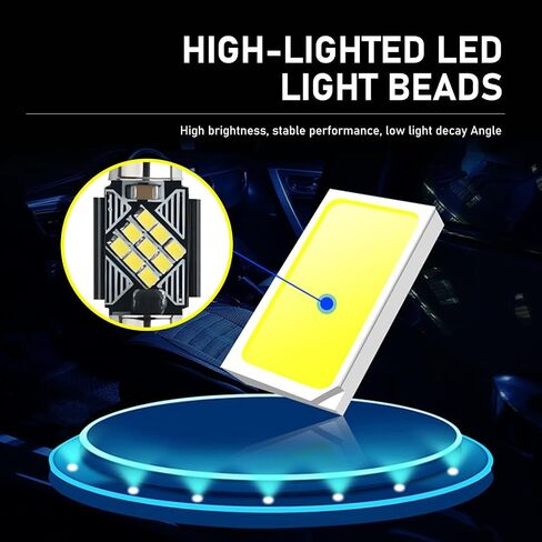 4 PCS Car LED Double Tip Reading Light, 13mm x 31mm 2016-12SMD Metal + PC Board 180 Degree Lighting Roof Light Car Interior Light, Lighting Replacement Accessory, for Most Car Models (White) in Saudi Arabia