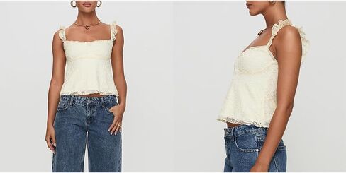 Women Y2k Lace Trim Tank Tops Teen Girl Fairycore Sleeveless Solid Going Out Streetwear Summer Crop Camisole in Saudi Arabia