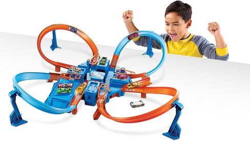 Hot Wheels Toy Car Track Set, Criss Cross Crash with 1:64 Scale Vehicle, Powered by a Motorized Booster (Amazon Exclusive) in Saudi Arabia