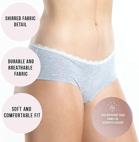 Emprella Womens Underwear Cotton, Boy Shorts Pack for Woman Comfort Stretch Lace Short in Saudi Arabia