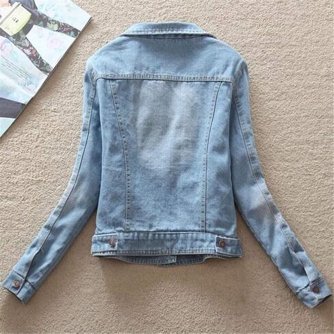 ACE SHOCK Denim Jacket for Women Lined Faux Fleece, Short Winter Jeans Coat with Detachable Faux-fur Collar in Kuwait