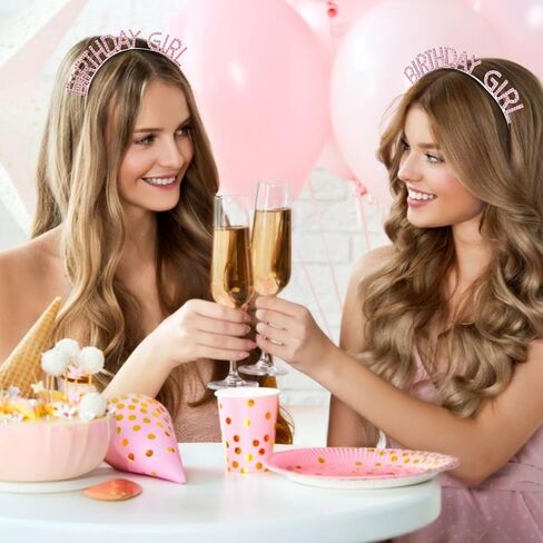 CAVETEE Birthday Girl Crown and Sash， Princess Tiara Happy Birthday Headband Party Accessories for Women and Girls in Kuwait