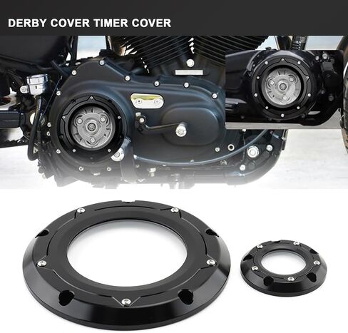 Derby Cover Timing Timer Cover for Harely Touring 1999-2015 Road King Electra Street Glide Road Glide Dyna Fat Bob Street Bob 1999-2017 Softail Fat Boy (Black) in Saudi Arabia