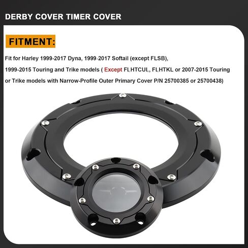 Derby Cover Timing Timer Cover for Harely Touring 1999-2015 Road King Electra Street Glide Road Glide Dyna Fat Bob Street Bob 1999-2017 Softail Fat Boy (Black) in Saudi Arabia
