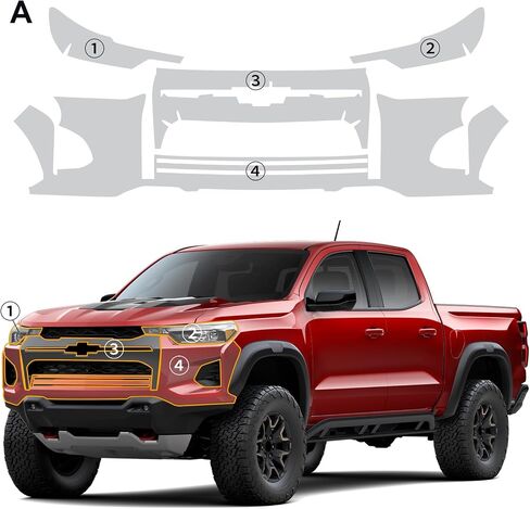 for 2023-2024 Chevrolet Colorado ZR2 Precut Paint Protective Film 8.5 Mil TPU PPF Clear Car HD Scratch Exterior Accessories (Front Bars + Headlights) in Saudi Arabia