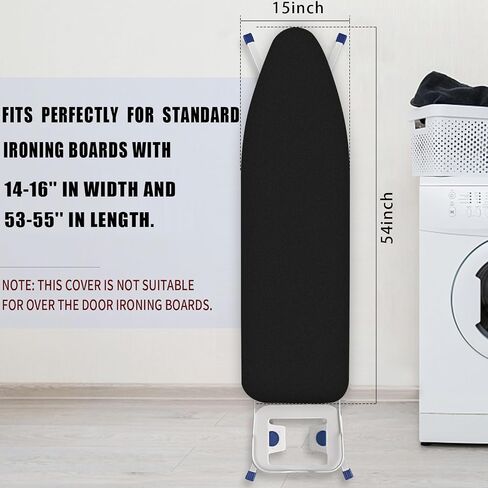 Memeaty Ironing Board Cover and Pad 18x49 Inch Standard Ironing Board Cover with Elastic Edge and Hook and Loop Fasteners Scorch and Stain Resistant Cotton Ironing Covers with Thick Padding in Saudi Arabia
