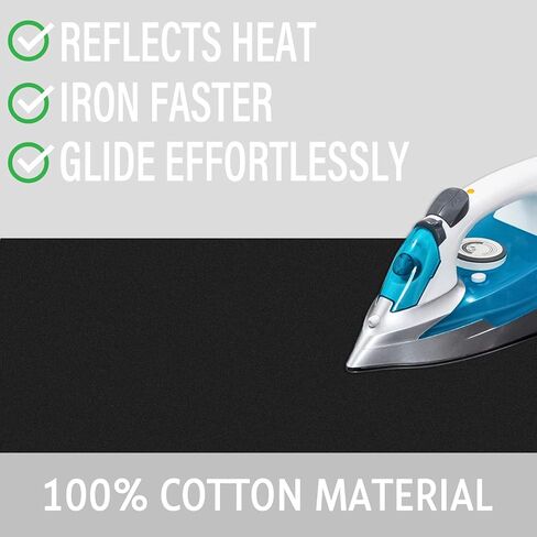 Memeaty Ironing Board Cover and Pad 18x49 Inch Standard Ironing Board Cover with Elastic Edge and Hook and Loop Fasteners Scorch and Stain Resistant Cotton Ironing Covers with Thick Padding in Saudi Arabia