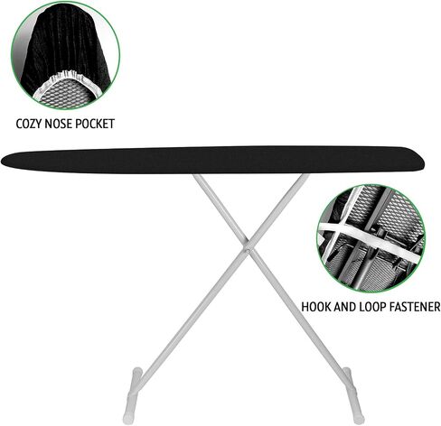 Memeaty Ironing Board Cover and Pad 18x49 Inch Standard Ironing Board Cover with Elastic Edge and Hook and Loop Fasteners Scorch and Stain Resistant Cotton Ironing Covers with Thick Padding in Saudi Arabia