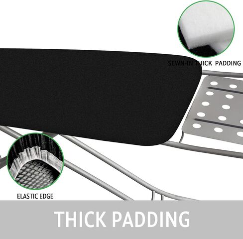 Memeaty Ironing Board Cover and Pad 18x49 Inch Standard Ironing Board Cover with Elastic Edge and Hook and Loop Fasteners Scorch and Stain Resistant Cotton Ironing Covers with Thick Padding in Saudi Arabia