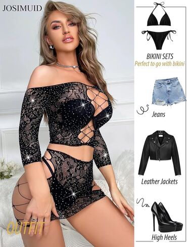 Women Sexy Fishnet Lingeries Mesh Two Piece Lingerie Set Free Size Bra and Panty Sets Exotic Stripper Outfit in Saudi Arabia