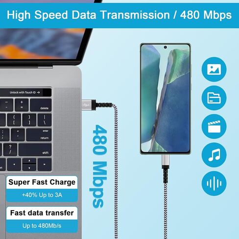 كابل USB C للشحن السريع من Android Auto Samsung، [6FT+5FT+3FT] USB A إلى النوع C شحن سريع لشاحن هاتف Android سلك سيارة لهاتف Galaxy S23/A14/A54/A34/A24/A03S/Z Fold5، Google Pixel 7Pro/7a /7/6/5/4، موتو in Saudi Arabia