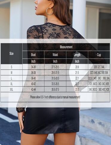 Avidlove Lace Mesh Top for Women Long Sleeve Crew Neck Sheer Blouse See Through Floral Lace Tops in Kuwait