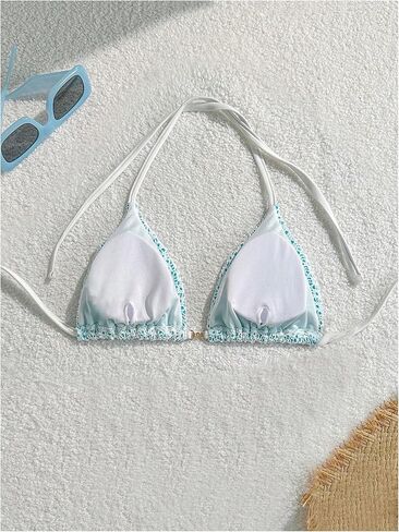 SOLY HUX Women's Halter Bikini Tops Summer String Triangle Bathing Suit Swimsuit Top Only in Saudi Arabia