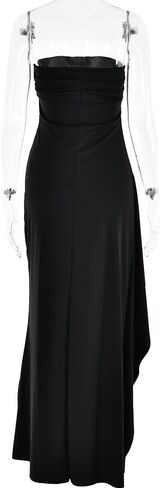 Women's Off Shoulder Backless Ruched Bodycon Dress Sexy Strapless High Split Long Maxi Dresses for Party Cocktail in Saudi Arabia