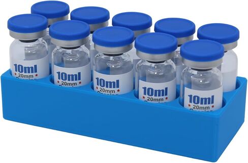 Insulin Vial Caddy - Blue Plastic Refrigerator Organizer for U-100 Vials (24mm/0.94") - Secure, Accessible Storage for Common Insulin Brands in Saudi Arabia