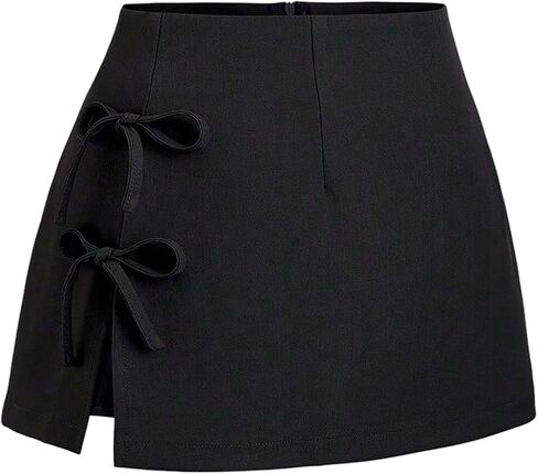 Milumia Women's Bow Knot Side Split Mini Skirt Sexy Flare Hem A Line Going Out Skorts in Saudi Arabia