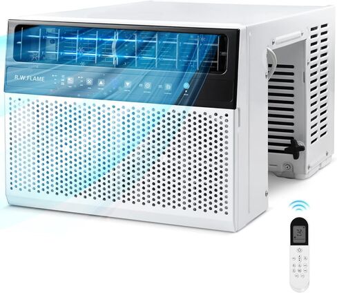 مكيفات شباك R.W.FLAME بقدرة 12000 وحدة حرارية بريطانية، وحدة مكيف هواء نافذة على شكل حرف U تبرد حتى 550 مترًا مربعًا. قدم، وحدات تكييف نافذة 3 في 1، رؤية نافذة كاملة، سهلة التركيب، أبيض in Kuwait