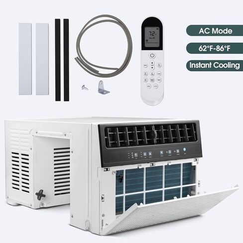 مكيفات شباك R.W.FLAME بقدرة 12000 وحدة حرارية بريطانية، وحدة مكيف هواء نافذة على شكل حرف U تبرد حتى 550 مترًا مربعًا. قدم، وحدات تكييف نافذة 3 في 1، رؤية نافذة كاملة، سهلة التركيب، أبيض in Kuwait