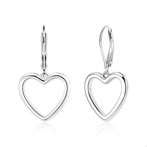Sterling Silver Heart Earrings for Women 14K Gold Plated Openwork Love Heart Dangle Earrings Drop Hypoallergenic Leverback Huggie Hoop Earing for Women Trendy in Saudi Arabia