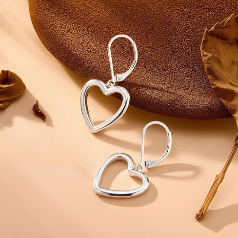Sterling Silver Heart Earrings for Women 14K Gold Plated Openwork Love Heart Dangle Earrings Drop Hypoallergenic Leverback Huggie Hoop Earing for Women Trendy in Saudi Arabia