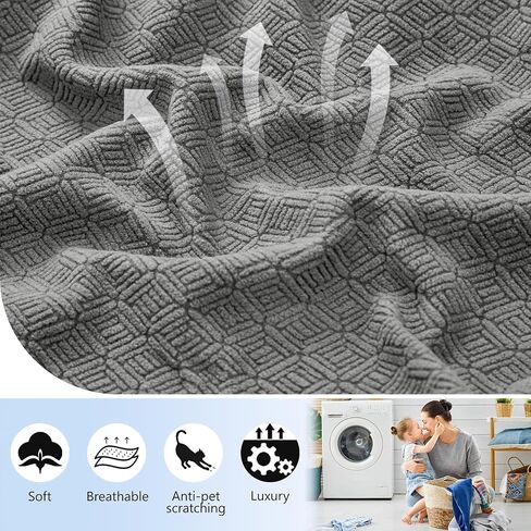 غطاء الأريكة Hdcaxkj الزاوية المقطعة L شكل أريكة غطاء أريكة سميكة Jacquard Slipcover غطاء الأريكة على شكل زلة على حامي أثاث غرفة المعيشة الأريكة الأريكة (رمادي فاتح ، X-large) in Kuwait