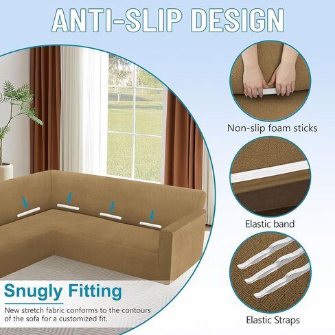 غطاء الأريكة Hdcaxkj الزاوية المقطعة L شكل أريكة غطاء أريكة سميكة Jacquard Slipcover غطاء الأريكة على شكل زلة على حامي أثاث غرفة المعيشة الأريكة الأريكة (رمادي فاتح ، X-large) in Kuwait