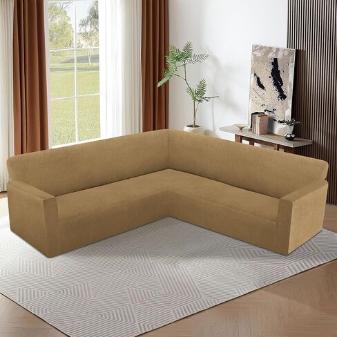 غطاء الأريكة Hdcaxkj الزاوية المقطعة L شكل أريكة غطاء أريكة سميكة Jacquard Slipcover غطاء الأريكة على شكل زلة على حامي أثاث غرفة المعيشة الأريكة الأريكة (رمادي فاتح ، X-large) in Kuwait