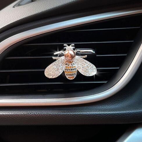 2PCS CAR CAR AIR CLIP ، Bling Crystal Cute Bee Car Air Vent Clips ، Car Air Conference Clip Decorative ، Rhinestone Car Decoration for Women Interior Decor in Kuwait