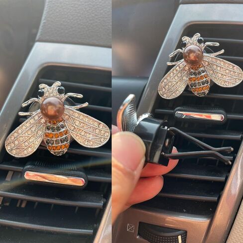 2PCS CAR CAR AIR CLIP ، Bling Crystal Cute Bee Car Air Vent Clips ، Car Air Conference Clip Decorative ، Rhinestone Car Decoration for Women Interior Decor in Kuwait