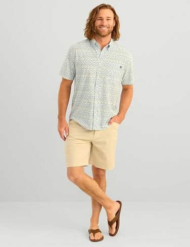 Huk Men Pattern Kona Pattern Short Sleeve Fishing Button Down Down Sirt in Kuwait