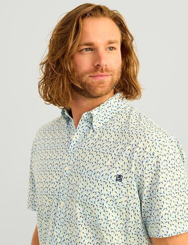 Huk Men Pattern Kona Pattern Short Sleeve Fishing Button Down Down Sirt in Kuwait