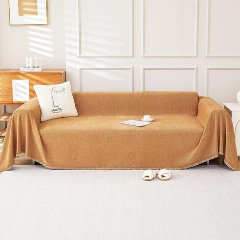 Couch Cover Water-Resistant Sofa Cover Blanket Thick Durable Sofa Cover for Sectional Sofa, Machine Washable Decorative Couch Furniture Protector for Dogs, 71" x118", Cream in Kuwait
