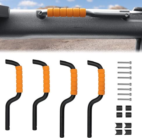 Roll Bar Grab Handles,Fit for Ford Bronco 2021-2024 2 Door,2PCS Aluminum Grab Handles,Orange Non-Slip Sponge for Bronco Interior Accessories(Not Fit for Bronco Sport or Bronco Rear Seat) in Kuwait