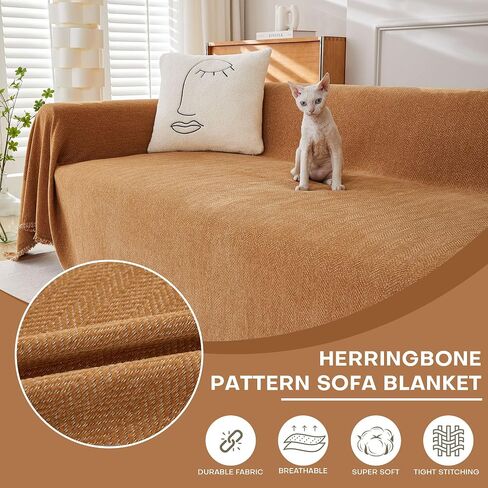 Couch Cover Water-Resistant Sofa Cover Blanket Thick Durable Sofa Cover for Sectional Sofa, Machine Washable Decorative Couch Furniture Protector for Dogs, 71" x118", Cream in Kuwait
