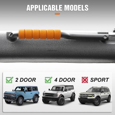 Roll Bar Grab Handles,Fit for Ford Bronco 2021-2024 2 Door,2PCS Aluminum Grab Handles,Orange Non-Slip Sponge for Bronco Interior Accessories(Not Fit for Bronco Sport or Bronco Rear Seat) in Kuwait