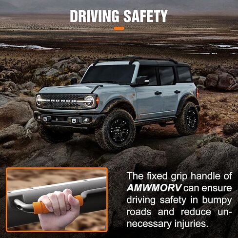 Roll Bar Grab Handles,Fit for Ford Bronco 2021-2024 2 Door,2PCS Aluminum Grab Handles,Orange Non-Slip Sponge for Bronco Interior Accessories(Not Fit for Bronco Sport or Bronco Rear Seat) in Kuwait