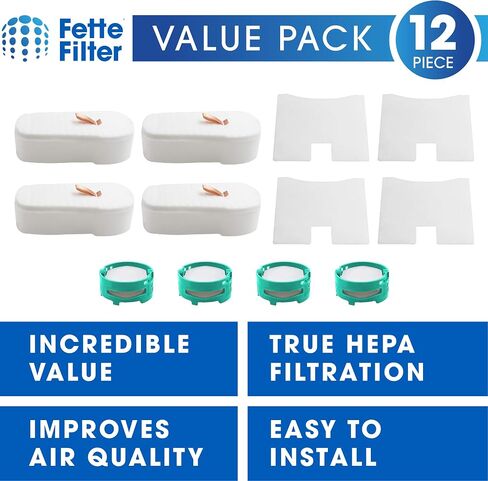 Fette Filter - 4 Pack Filter Kit Compatible with Shark Vertex & UltraLight Vacuum HZ2000, HZ2002, HZ251, HH200, HH202, HZ602 Part # XPMFHZ2000 & XFFKHZ2000 in Kuwait