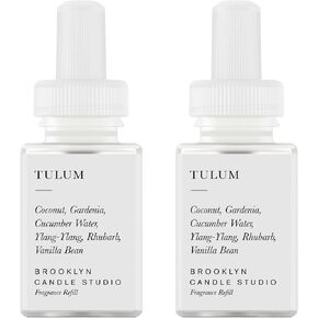 Pura & Brooklyn Candle Studio Collab - Home Scent Refill - Eco-Friendly Room Fragrances for Smart Home Air Diffuser - Each Device Refill Vial Holds Up to 120 Hours of Luxury Fragrance - Tulum (2 Pack)