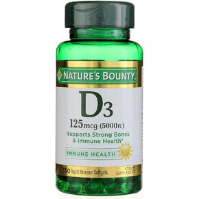 Nature's Bounty Vitamin D-5000 IU Softgels, Maximum Strength 150 ea ( Pack of 2)