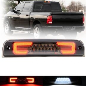 Led Third Brake Light for 2009-2024 Dodge Ram 1500 2500 3500 4500 5500 Pickup Trucks Rear Center High Mount Stop Lamp CHMSL White Cargo lamp OEM 3rd Brake Light Replacement Smoked Lens