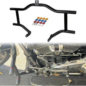Motorcycle Front Crash Bar Engine Guard Heavy-Duty Psler for 2009-2025 Touring Road King Street Glide Electra Glide CVO Limited Freewheeler Trike Models Flat Out Crash Bar （Stainless Steel）