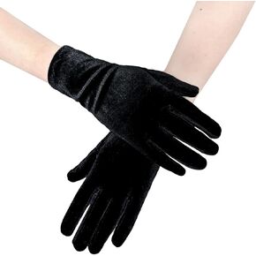 Women Short Velvet Finger Gloves Wrist Length Flapper Gloves 1920s Opera Costume