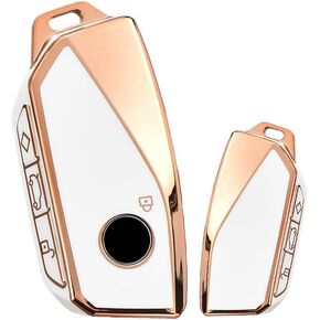 HIBEYO TPU Key Fob Cover for BMW 7 Series 760i X7 IX XM 2023 for BMW Energie 7er Accessories Key Shell Cover Smart Key Holder Protector-White