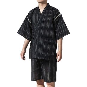 Zealmax Kimono التقليدية اليابانية البيجامات مجموعة القميص والسروال ، والرجال من Cotton Loungwear Bathrobe ملابس غير رسمية متعددة الألوان
