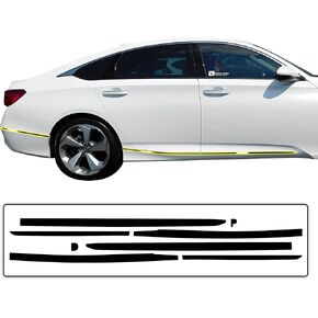 Bogar Tech Designs Lower Side Chrome Delete Overlay متوافق مع Honda Accord 2018-2022 ، Gloss Black