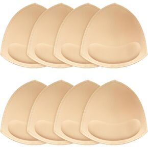 Bra Pads Inserts 4 Pairs Removable Push Up Padding Replacement Breast Enhancers for Sport Swimsuit Fits AB, CD, DE