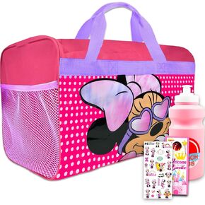 Disney Minnie Mouse Duffle Bag for Girls, Kids Set - Bundle With Disney Carry On Travel Luggage, Stickers, Water Bottle, More | Minnie Mouse Gym and Sports Bag