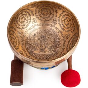 Large Tibetan Singing Bowl Set - 8.5" Master Healing Grade For Sound Bath Chakra 7 Metal Meditation Yoga By Himalayan Bazaar in Kuwait