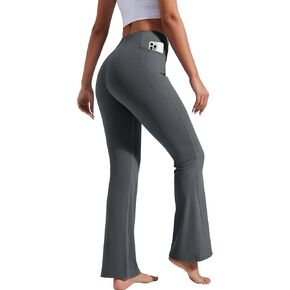 Pioneer Camp Women's Flare Yoga Pants Bootcut Leggings مع جيوب عالية الخصر السيطرة على البطن في قيعان الجمنازيوم التمرين الرياضي